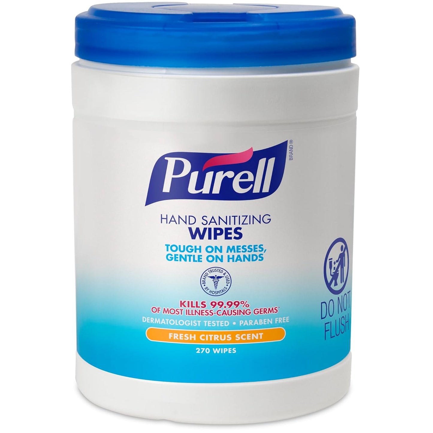 PURELL Toallitas desinfectantes de manos, aroma cítrico fresco, 270 unidades sin alcohol